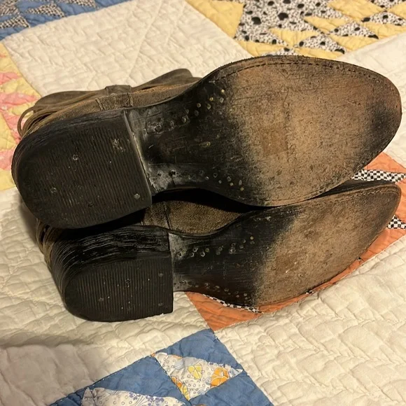 Matisse Distressed Layered Leather Fringe Festival Cowboy Booties - Picture 9 of 12